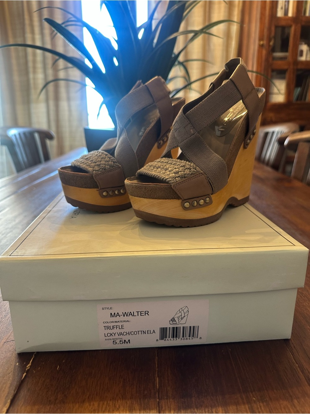 BCBGMaxAzria Truffle Brown Wedge Sandals
